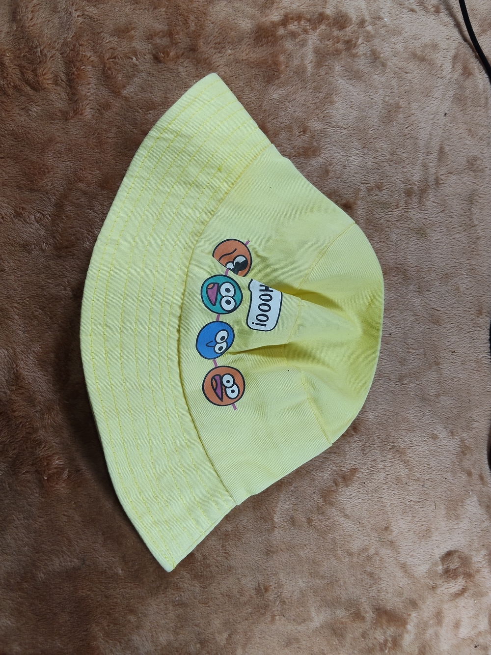 Yellow Emoji Bucket Hat with '1000!' Patch